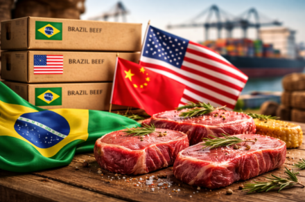 Carne bovina brasileira enfrenta tarifas e limites nos EUA e China