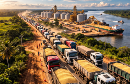 Fila de caminhões trava soja em Miritituba, no Pará