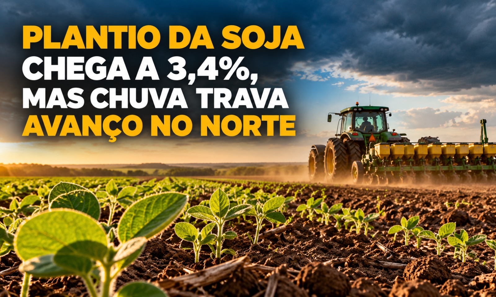 Plantio da soja chega a 3,4%, mas chuva trava avanço no Norte
